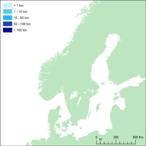 karta med landningar i svenska vatten