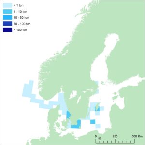 karta med landningar i Östersjön, Västerhavet och Nordsjön