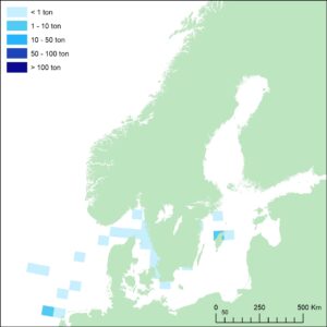 karta med landningar i Östersjön, Västerhavet och Nordsjön