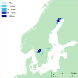 karta med landningar i Östersjön och de stora sjöarna