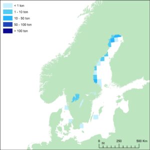 karta med landningar i Västerhavet, Östersjön och de stora sjöarna