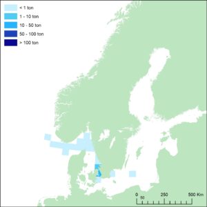 karta med landningar i Östersjön, Västerhavet och Nordsjön